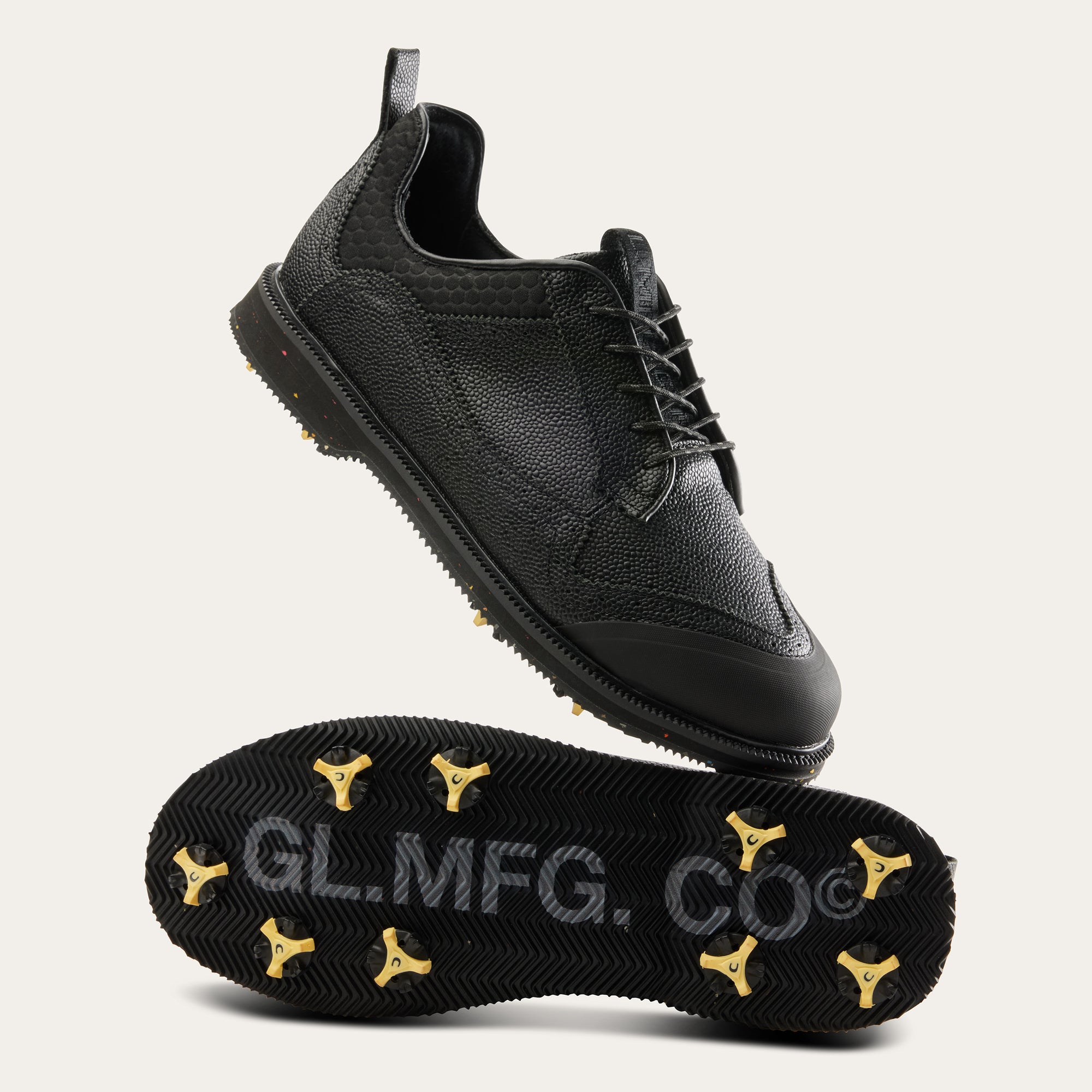 GL1 BLACK golf shoes showing full silhouette and sole.